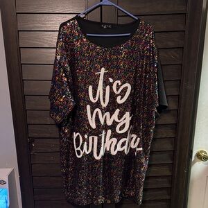 Colorful Sequin 'It's My Birthday' dress